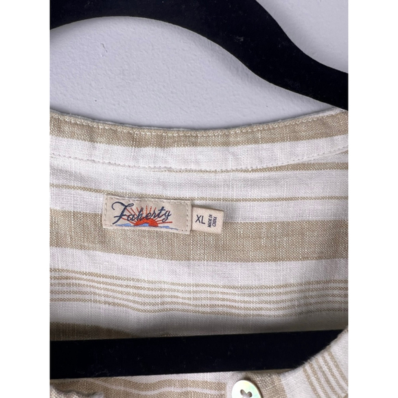 Faherty Isha Top XL 100% Linen Natural Bombay Stripe Sleeveless Blouse Resort - Picture 2 of 6